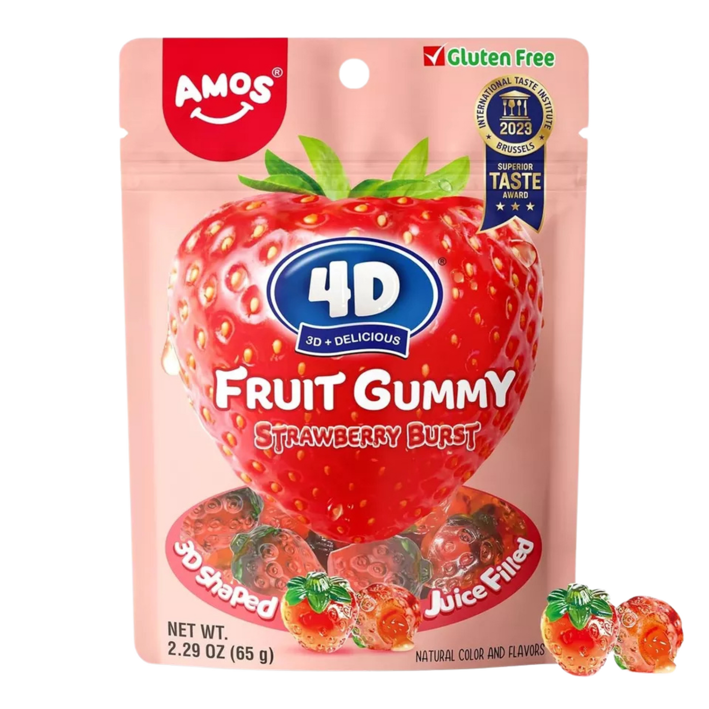 Amos 4D Gummy Candy Strawberry 65g