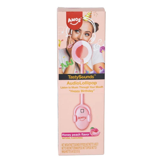 TastySounds Audio Lollipop Honey Peach Happy Birthday Music 37g